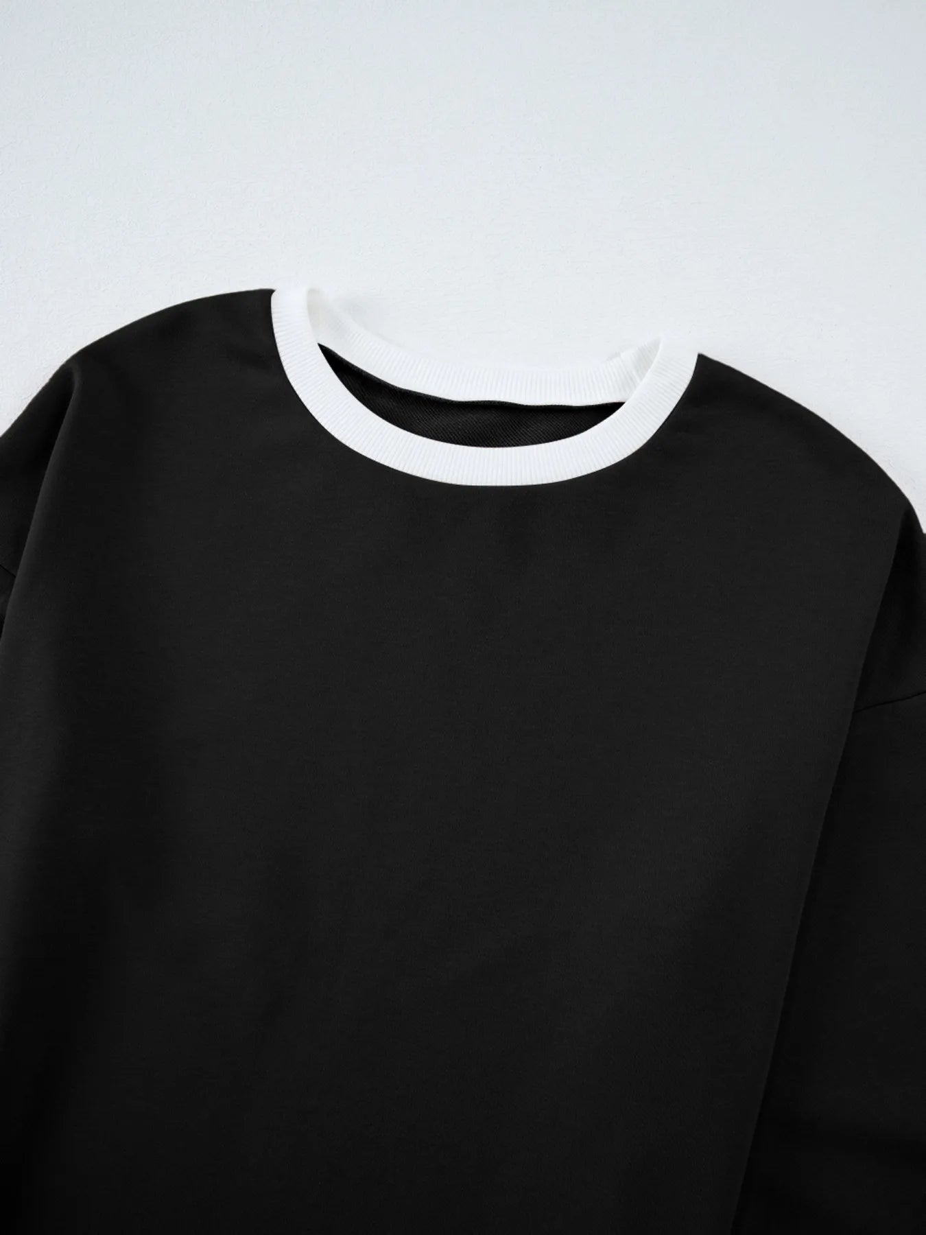 Contrast Trim Round Neck Top and Pants Set