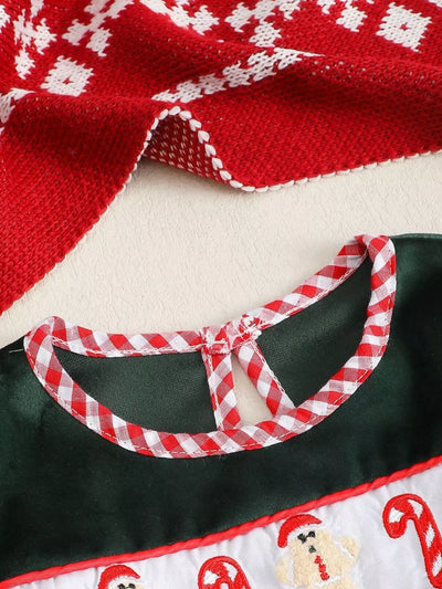 Children's Christmas Gingerbread Embroidered One-Piece Bodysuit