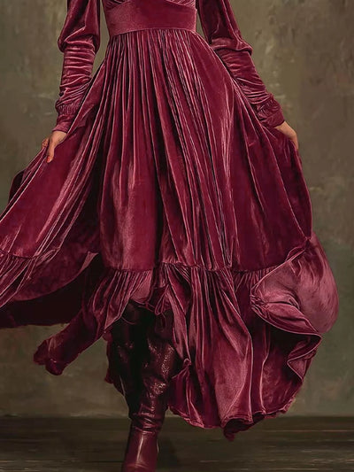 Ruffled Hem Long Sleeve Dress