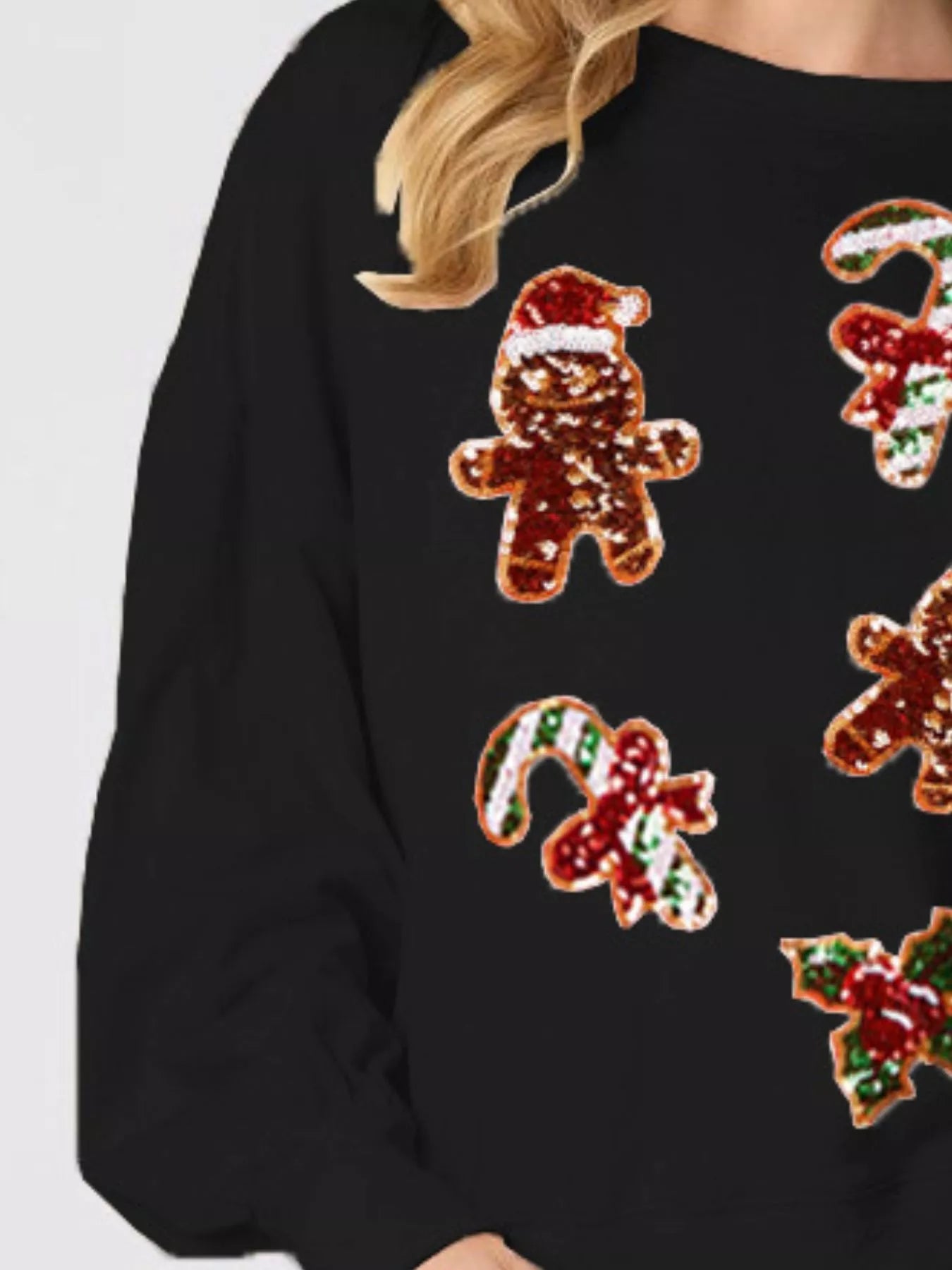Christmas Holiday Sequined Gingerbread Sweatshirt