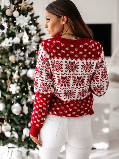 Snowflake Pattern Long Sleeve Sweater
