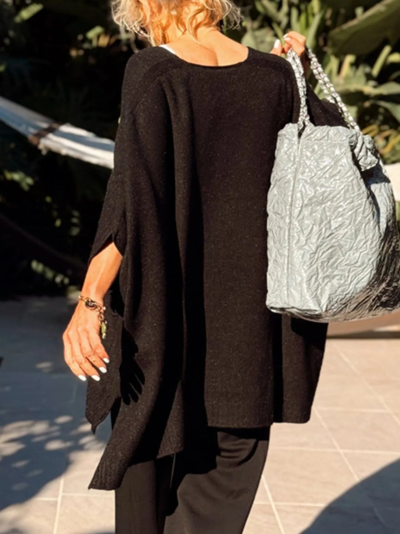 Ribbed Hem V-Neck Sweater