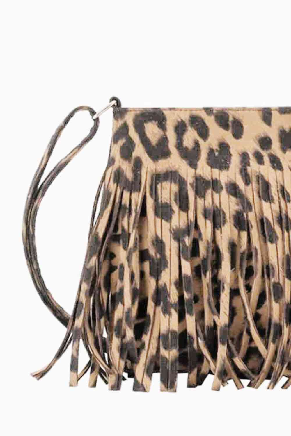 Chic Leopard Print PU Leather Crossbody Bag with Fringe