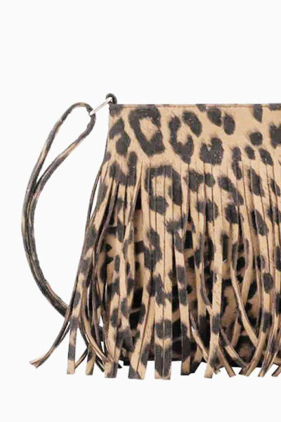 Chic Leopard Print PU Leather Crossbody Bag with Fringe