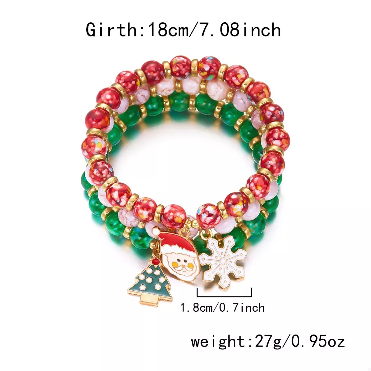 3 Piece Christmas Charm Beaded Bracelet