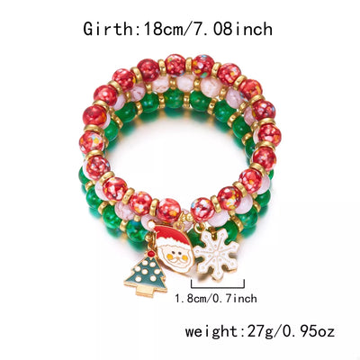 3 Piece Christmas Charm Beaded Bracelet