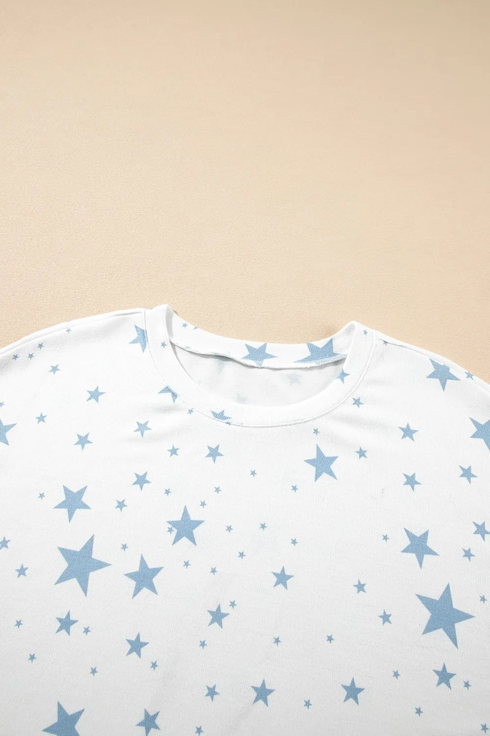 Stars Print Drop Shoulder Oversized T Shirt with Slits
