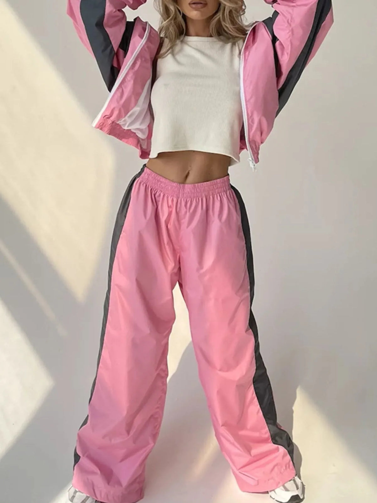 Zip Up Long Sleeve Top and Pants Set