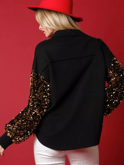 Christmas Santa Sequin Long Sleeve Shirt