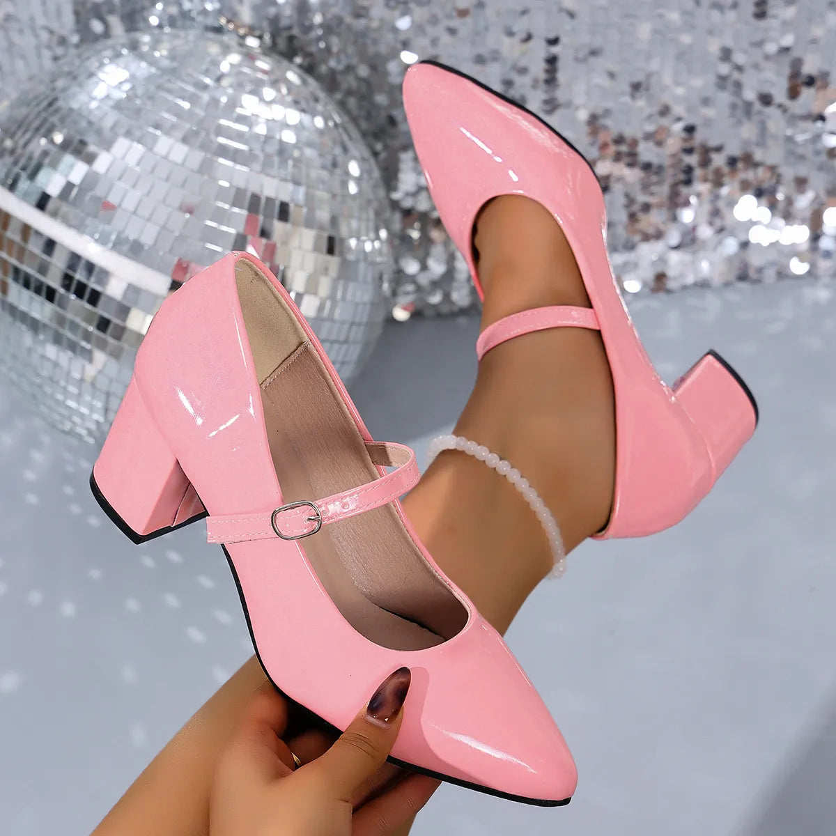 Point Toe Block Heels Pumps