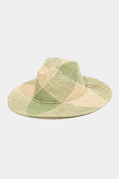 Fame Contrast Straw Braid Hat for Stylish Summer Days