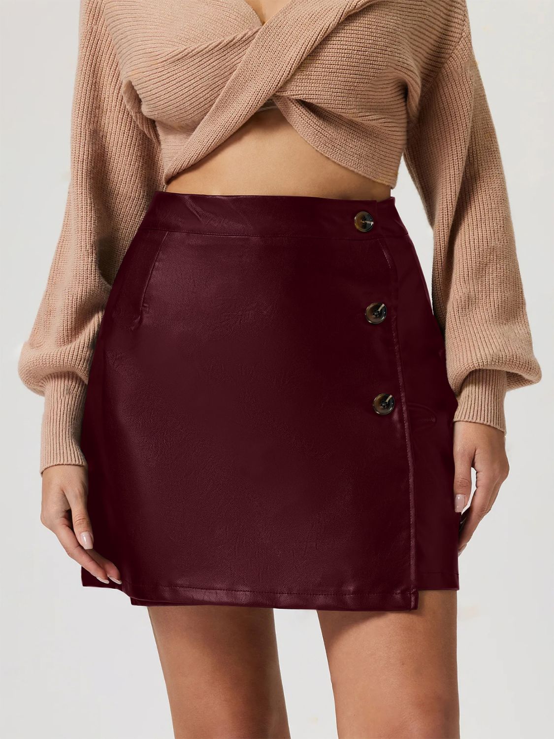 Chic Buttoned High-Rise Mini Skirt for Trendy Styling