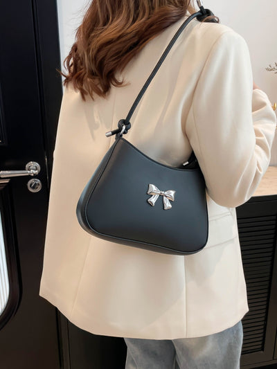 Chic Bow PU Leather Knotted Strap Handbag for Any Occasion