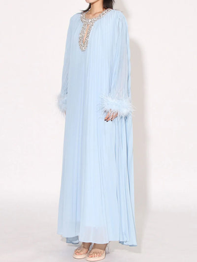 Rhinestone Long Sleeve Maxi Dress