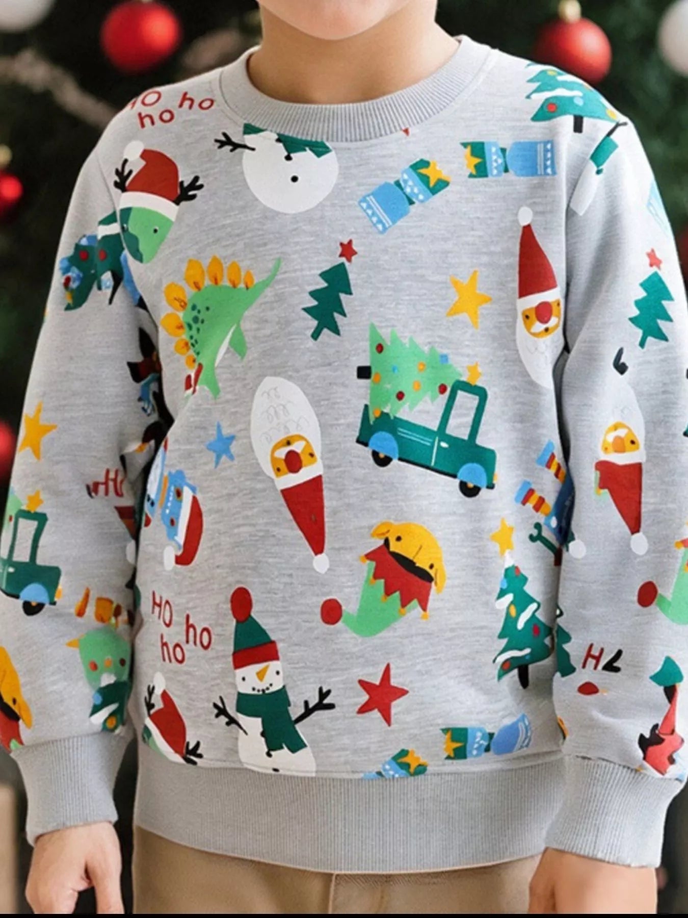 Children's Christmas Print Crewneck Sweatshirt