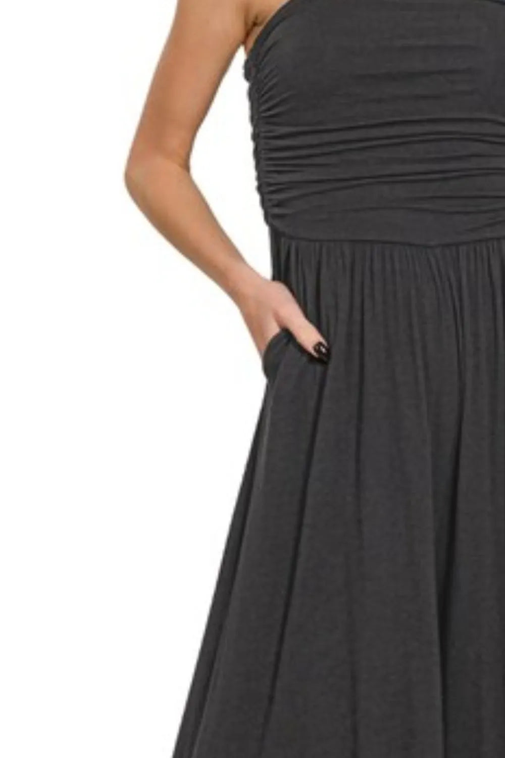 Zenana Double Layered Strapless Tube Top Jumpsuit