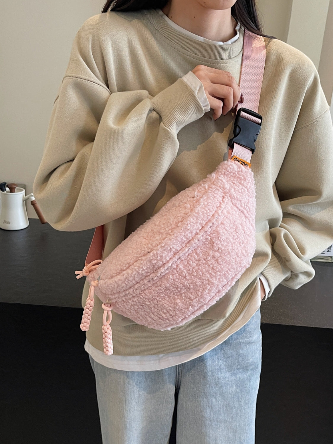 Stylish Sherpa Crossbody Bag with Adjustable Strap