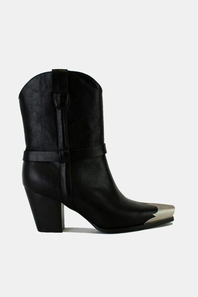 Stylish Faux Leather Ankle Boots with Edgy Metal Toe