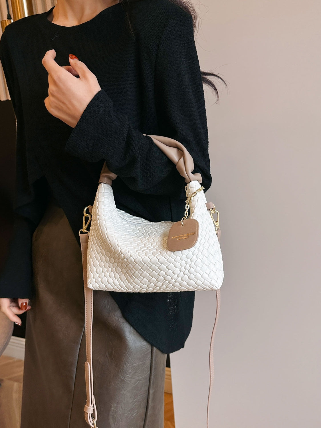 Stylish PU Leather Woven Crossbody Bag for Every Occasion