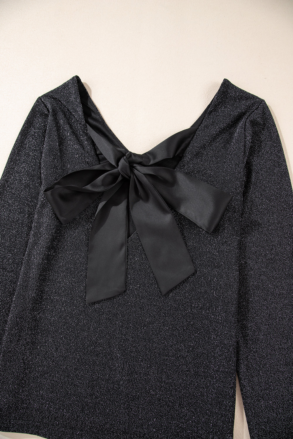 Elegant Bowknot V-Neck Blouse in Shimmering Red Fabric