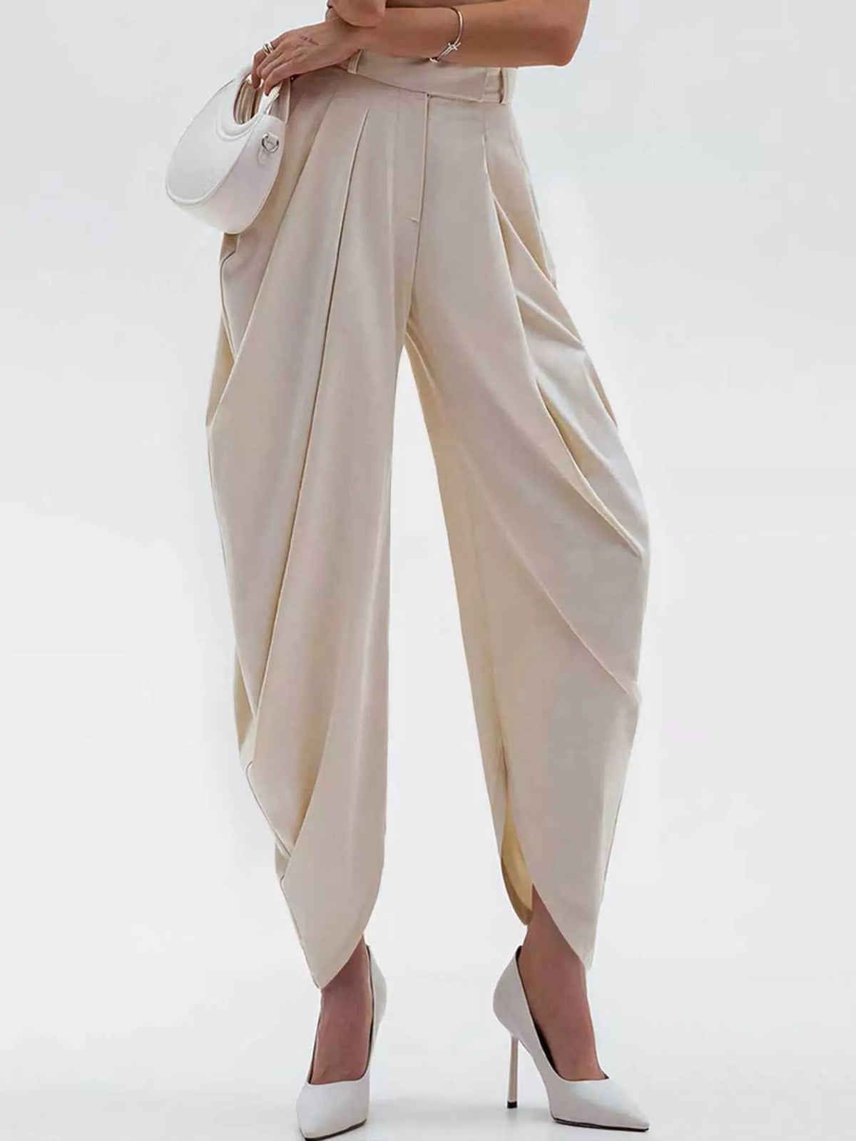 High Waist Pleated Flow Trousers