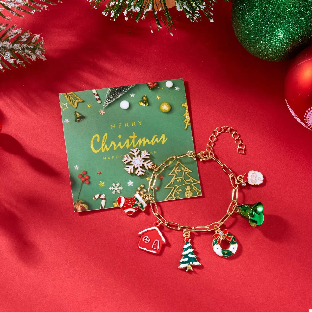 18K Gold-Plated Resin Christmas Theme Bracelet