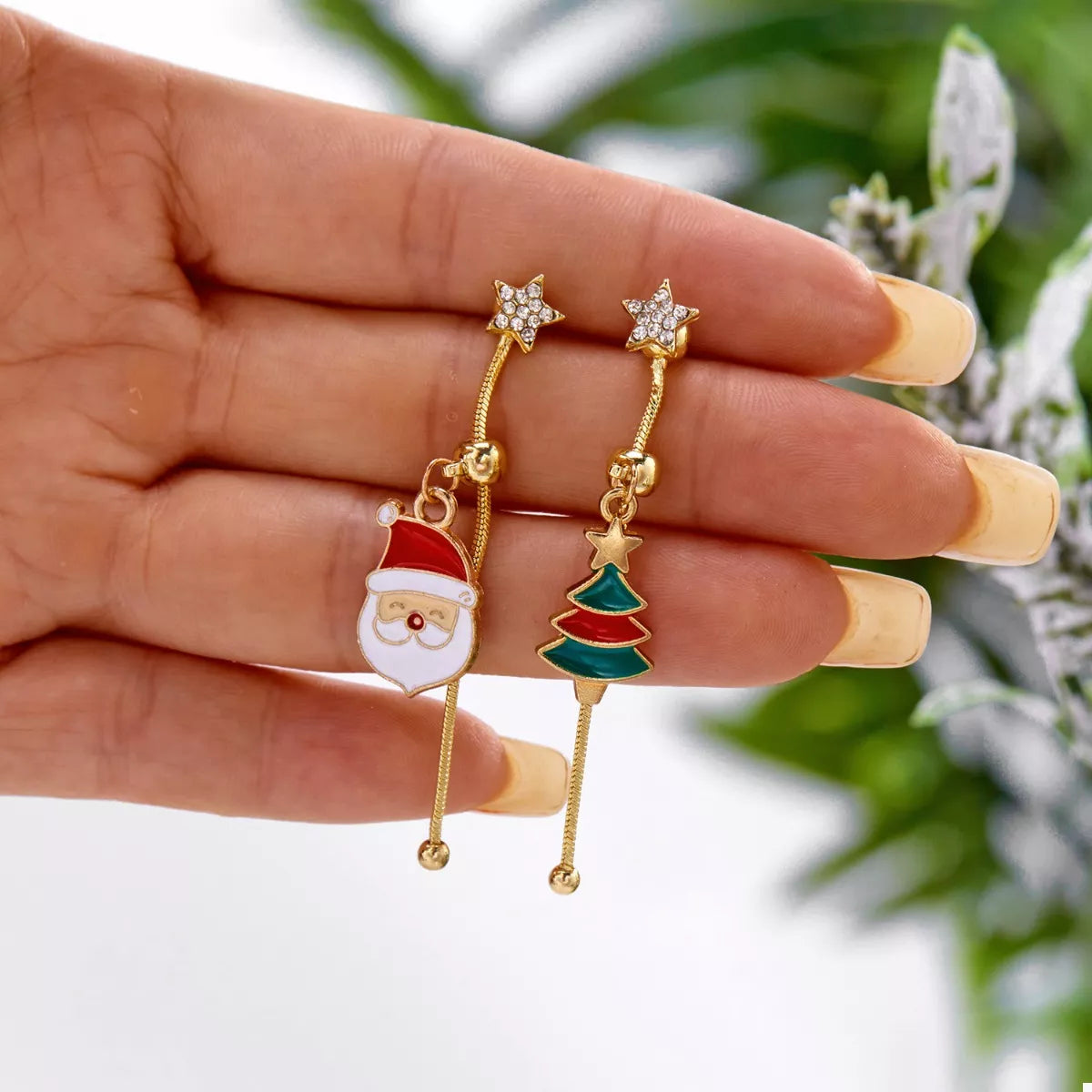 Christmas Santa Asymmetrical Drop Earrings