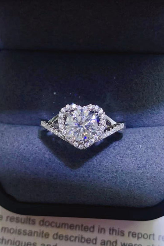 Adored 1 Carat Moissanite Heart Ring in 925 Sterling Silver