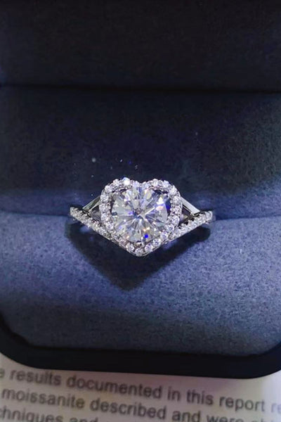 Adored 1 Carat Moissanite Heart Ring in 925 Sterling Silver