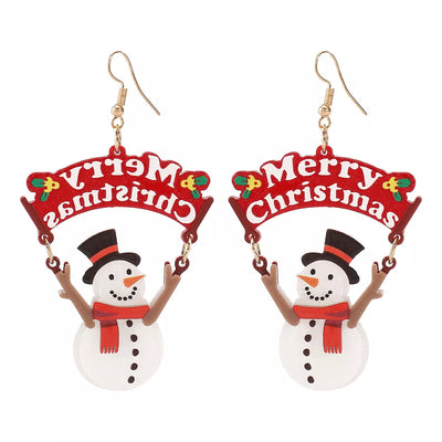 Christmas Snowman Dangle Earrings