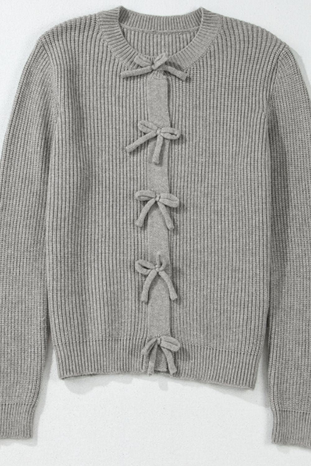 Chic Bow Round Neck Cardigan - Cozy, Elegant & Versatile Style
