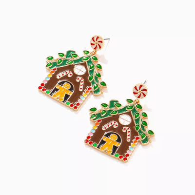 Christmas Gingerbread House Dangle Earrings