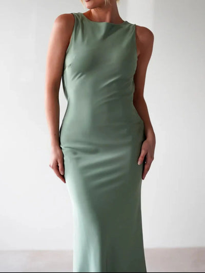 Satin Sleeveless Maxi Dress