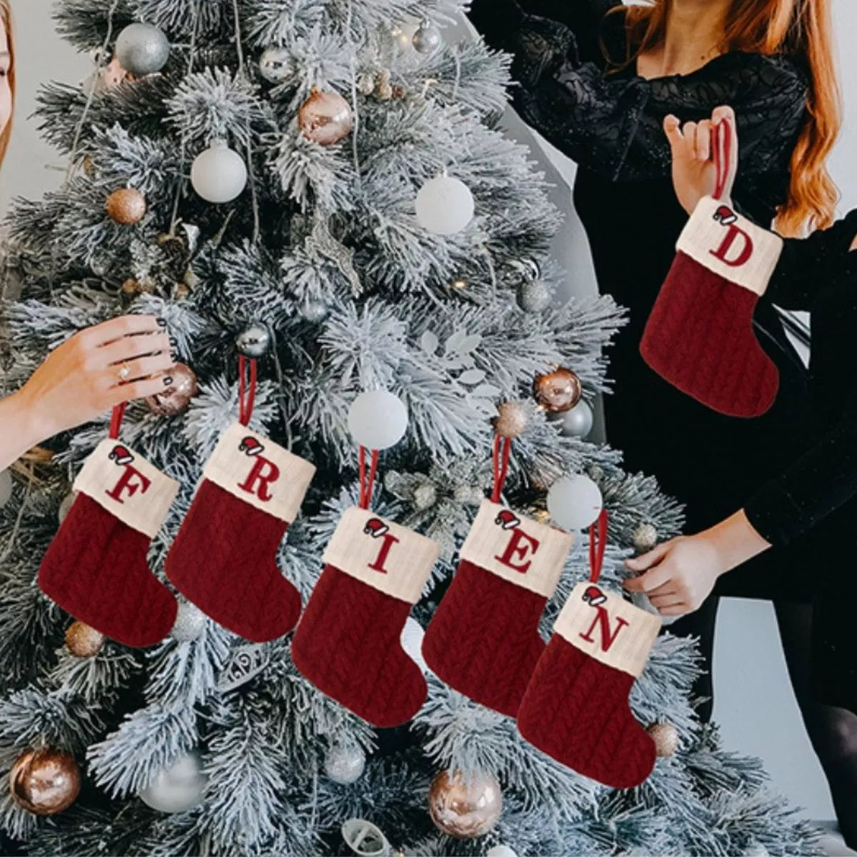 Cable-Knit Contrast Christmas Stockings