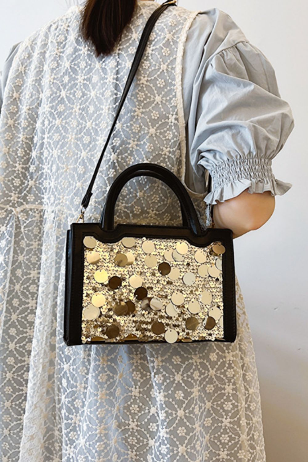 Stylish PU Leather Sequin Handbag for Fashionable Women