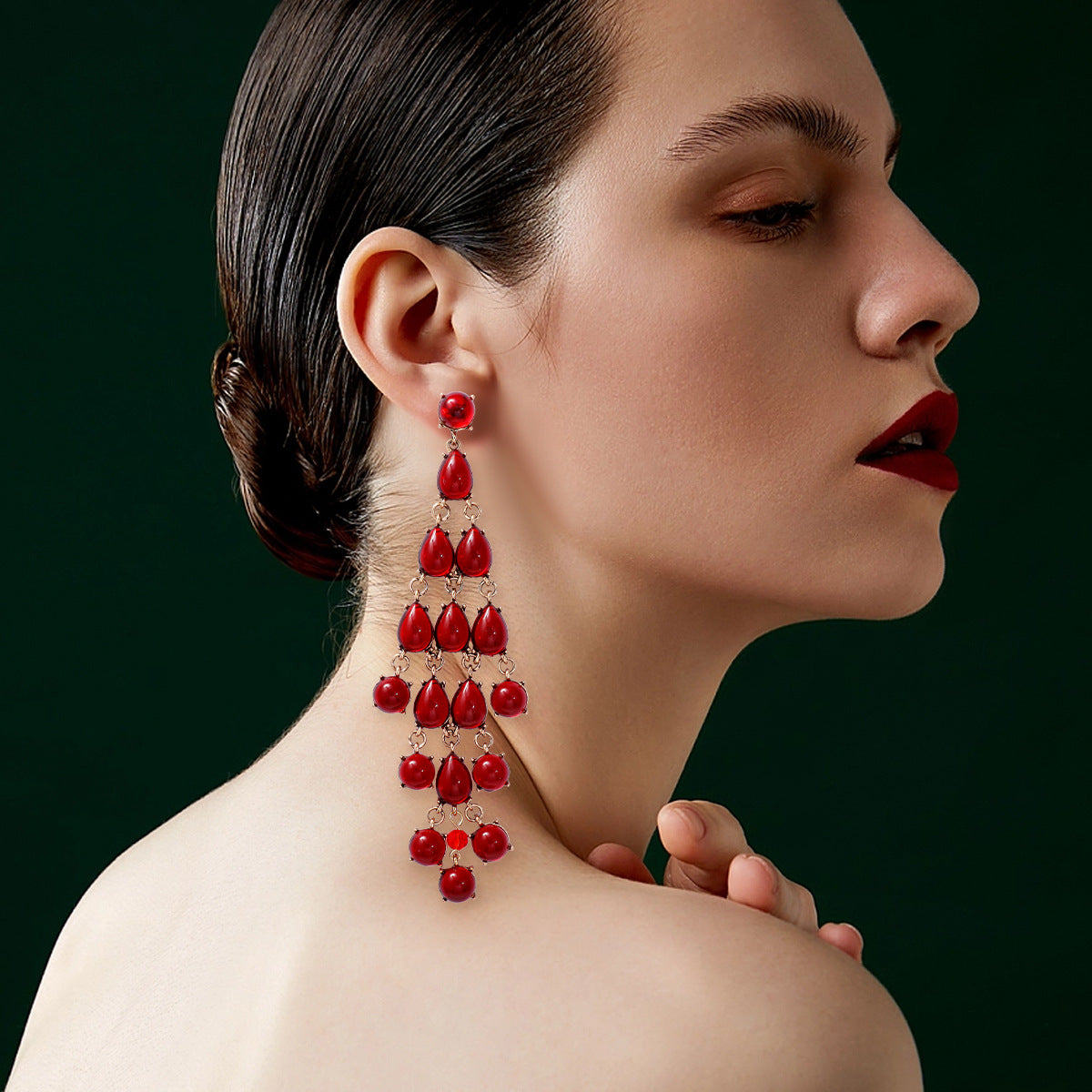 Elegant Alloy & Rhinestone Teardrop Earrings for Evening Glam
