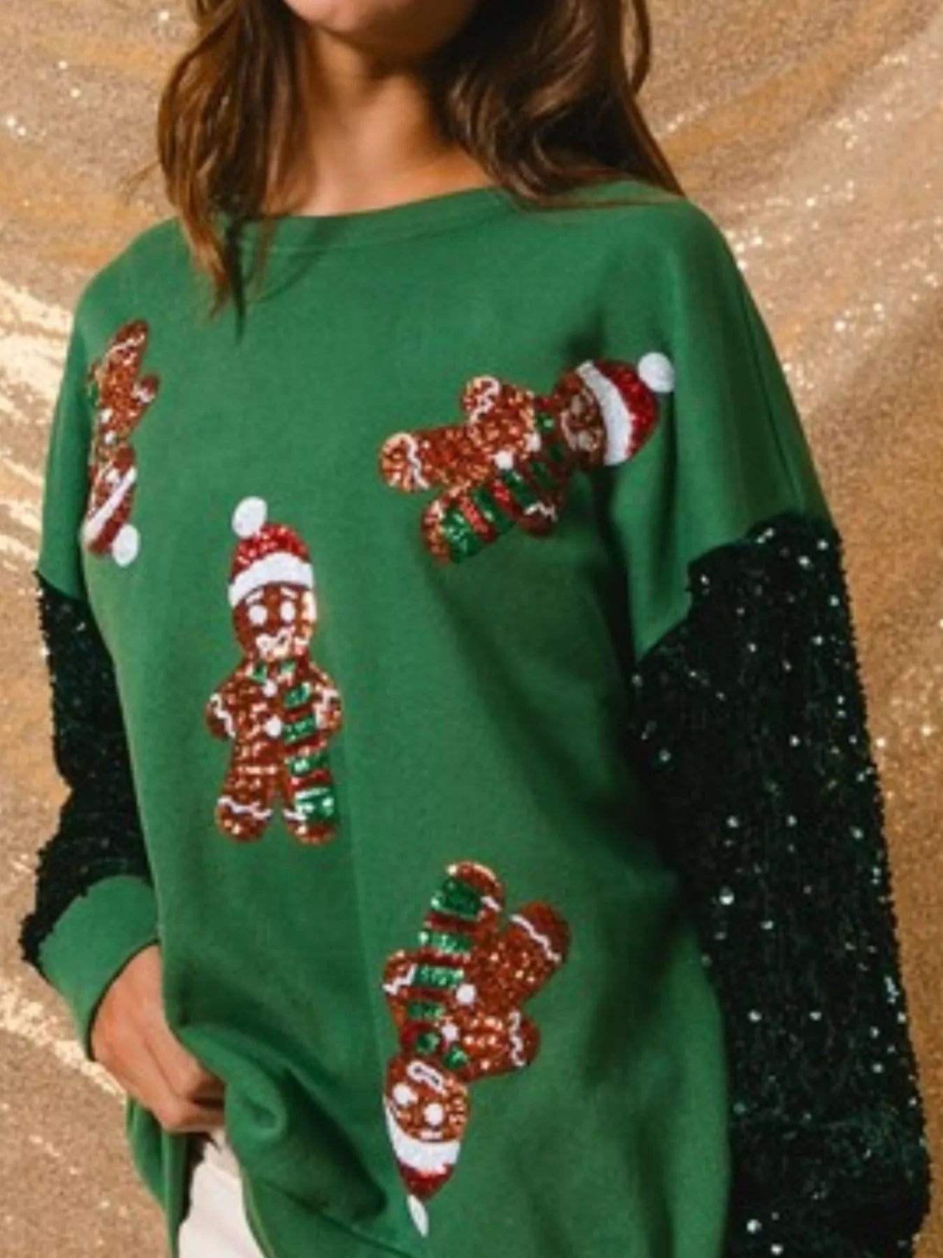 Christmas Theme Sequin Long Sleeve Sweatshirt
