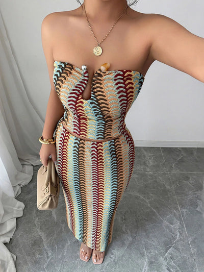 Printed Tube Top and Skirt Set