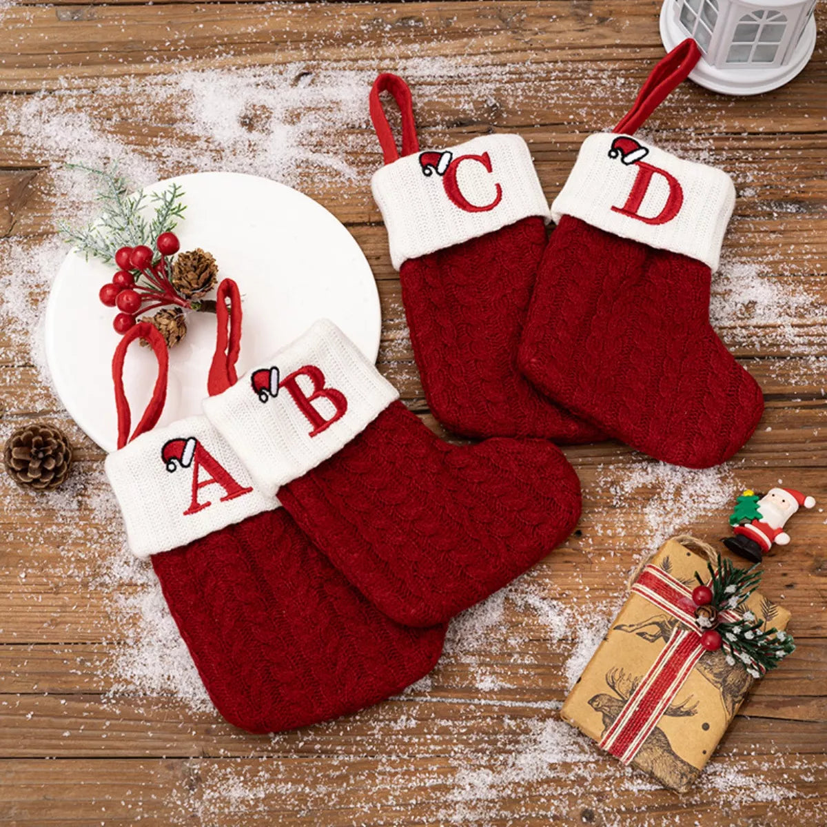 Cable-Knit Contrast Christmas Stockings