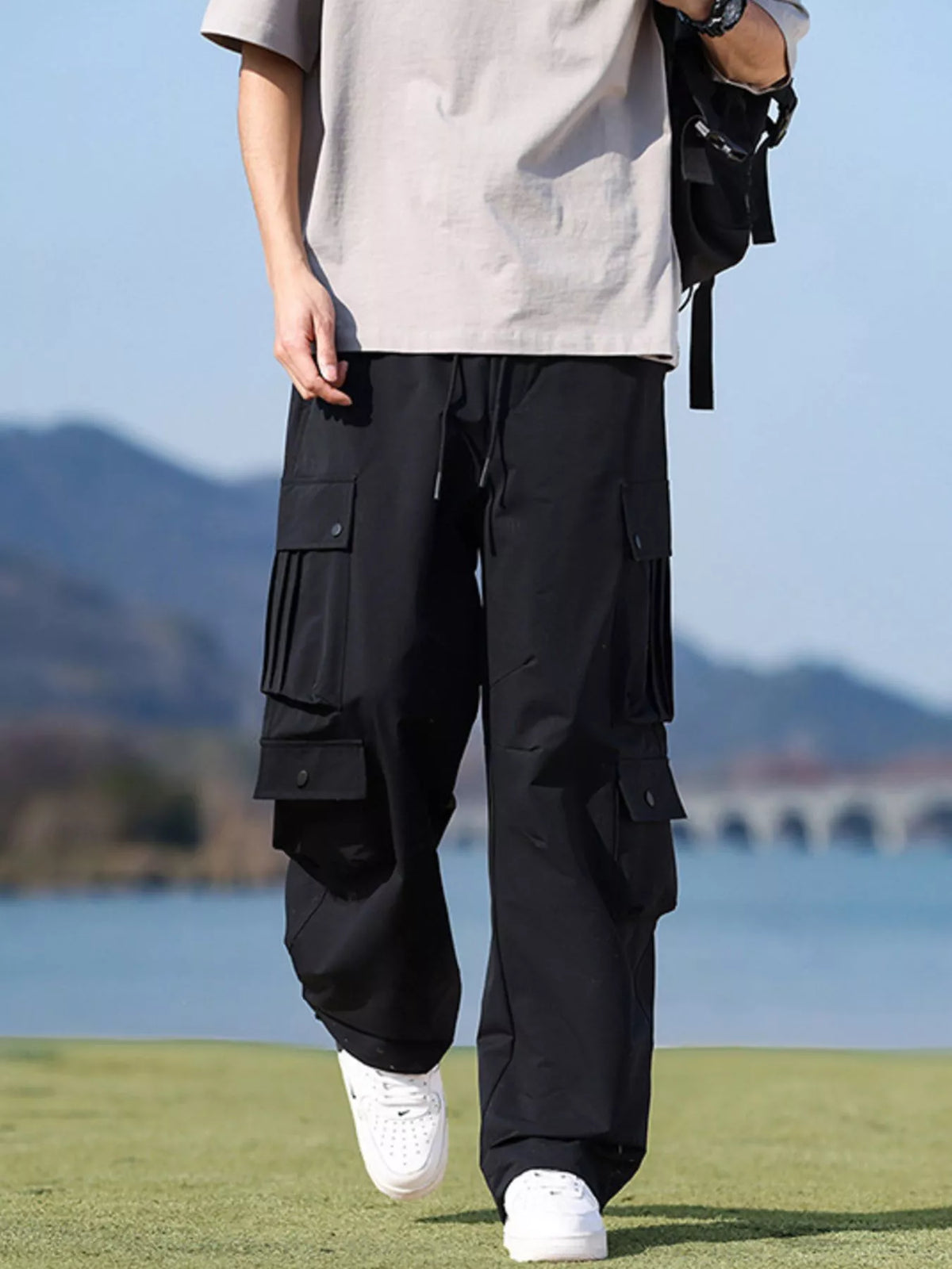 Men's Plus Size Loose Fit Multi-Pocket Cargo Pants