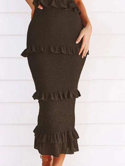 Smocked Ruffled Midi Cami Dress