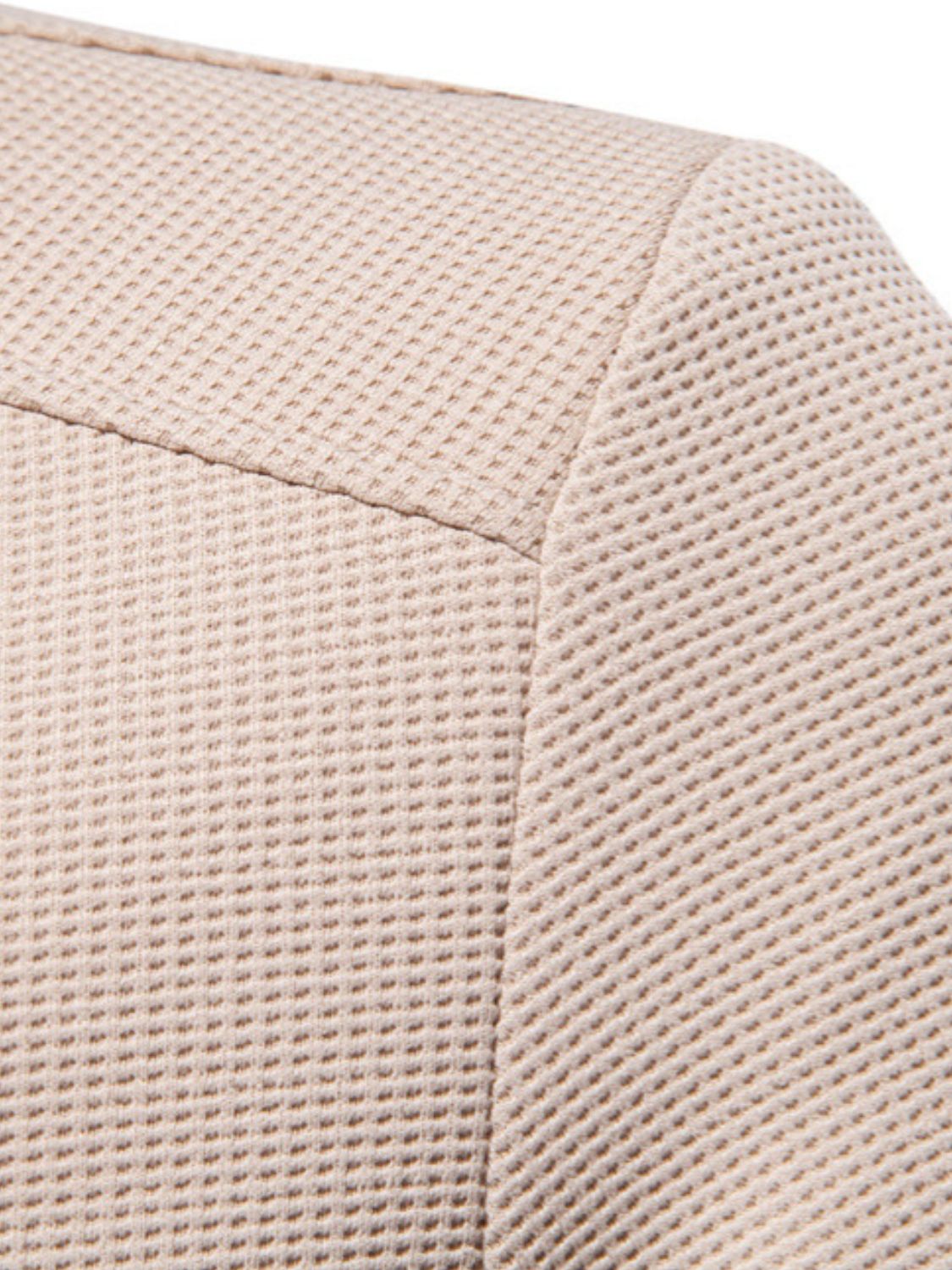 Men's Waffle Knit Baseball Collar Zip Up Jacket for Style