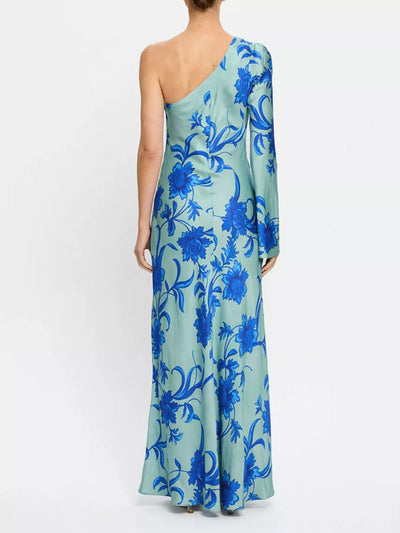 Floral Print One-Shoulder Maxi Dress