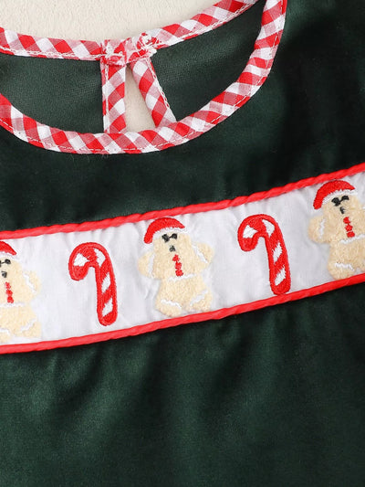 Children's Christmas Gingerbread Embroidered One-Piece Bodysuit