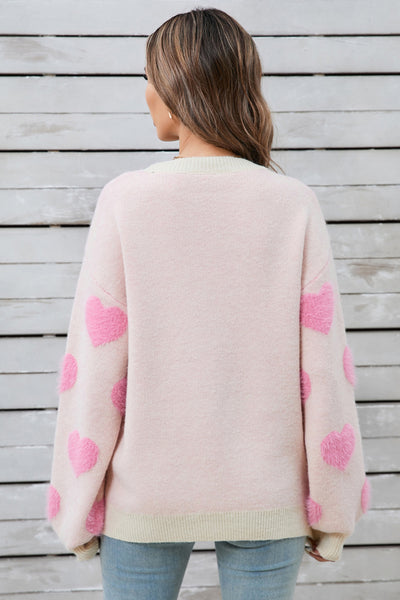 Cozy Angel Wings Heart Sweater with Trendy Dropped Shoulders