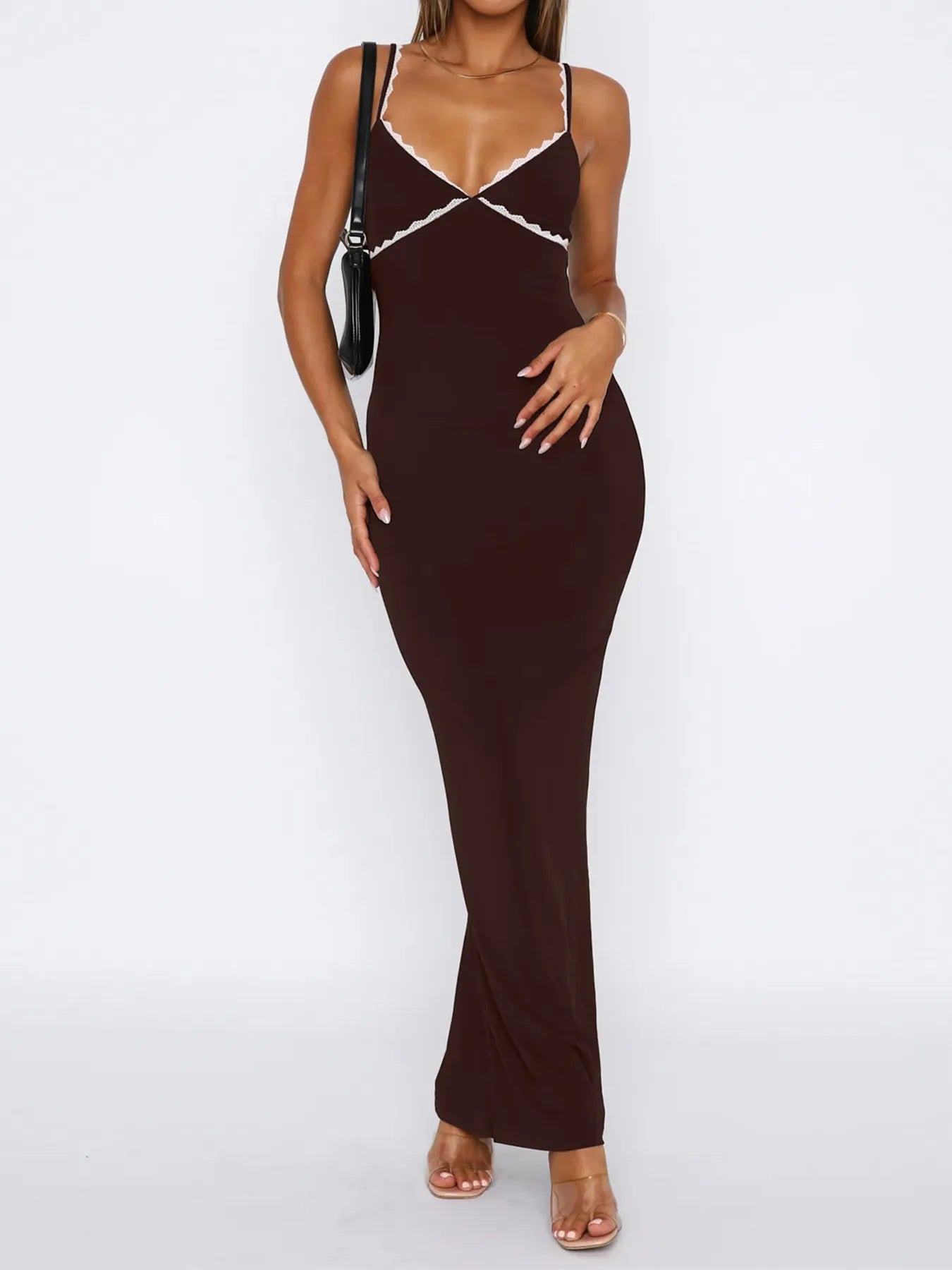 Lace Detail Slim Fit Bodycon Maxi Dress