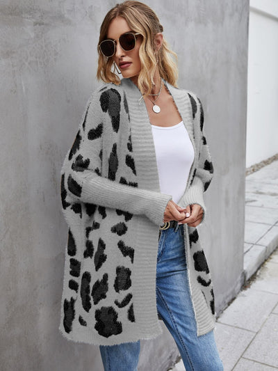 Cozy Angel Wings Leopard Print Fuzzy Cardigan