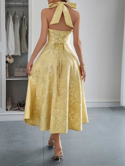 Halter Neck Midi Dress with Pockets