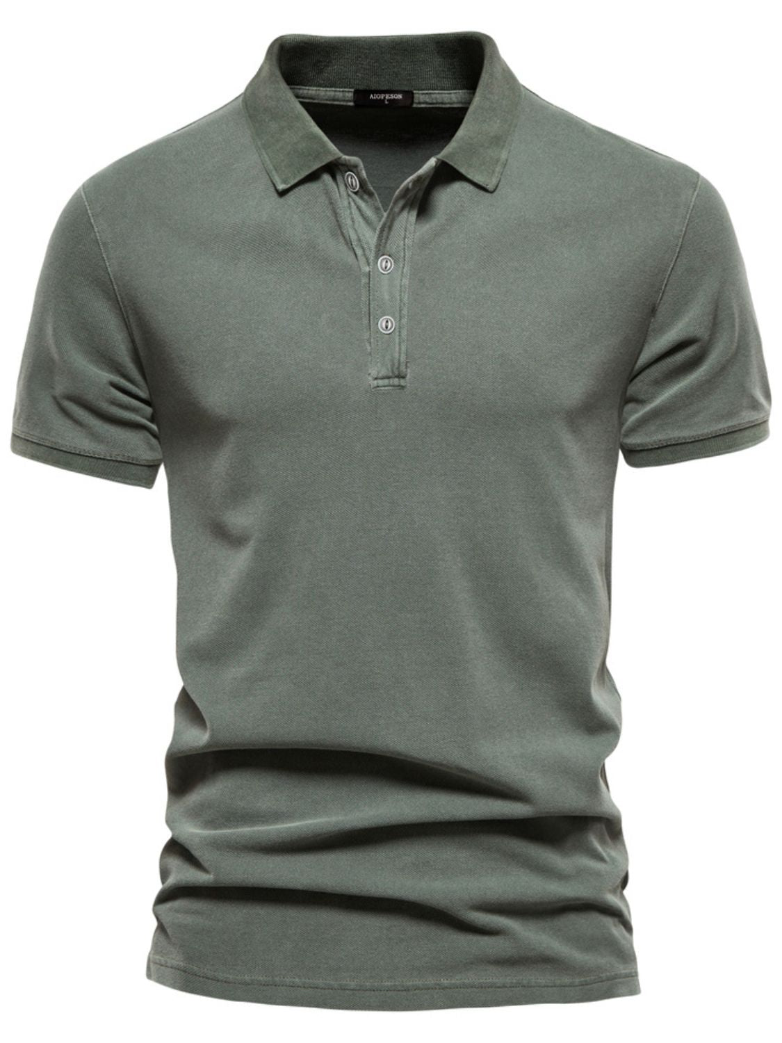 Men's Collared Neck Button Detail Short Sleeve Polo Shirt