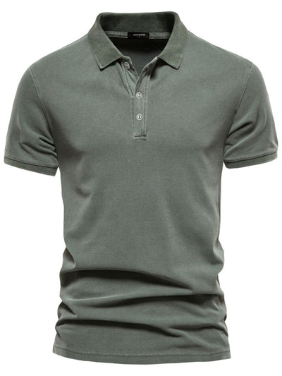 Men's Collared Neck Button Detail Short Sleeve Polo Shirt